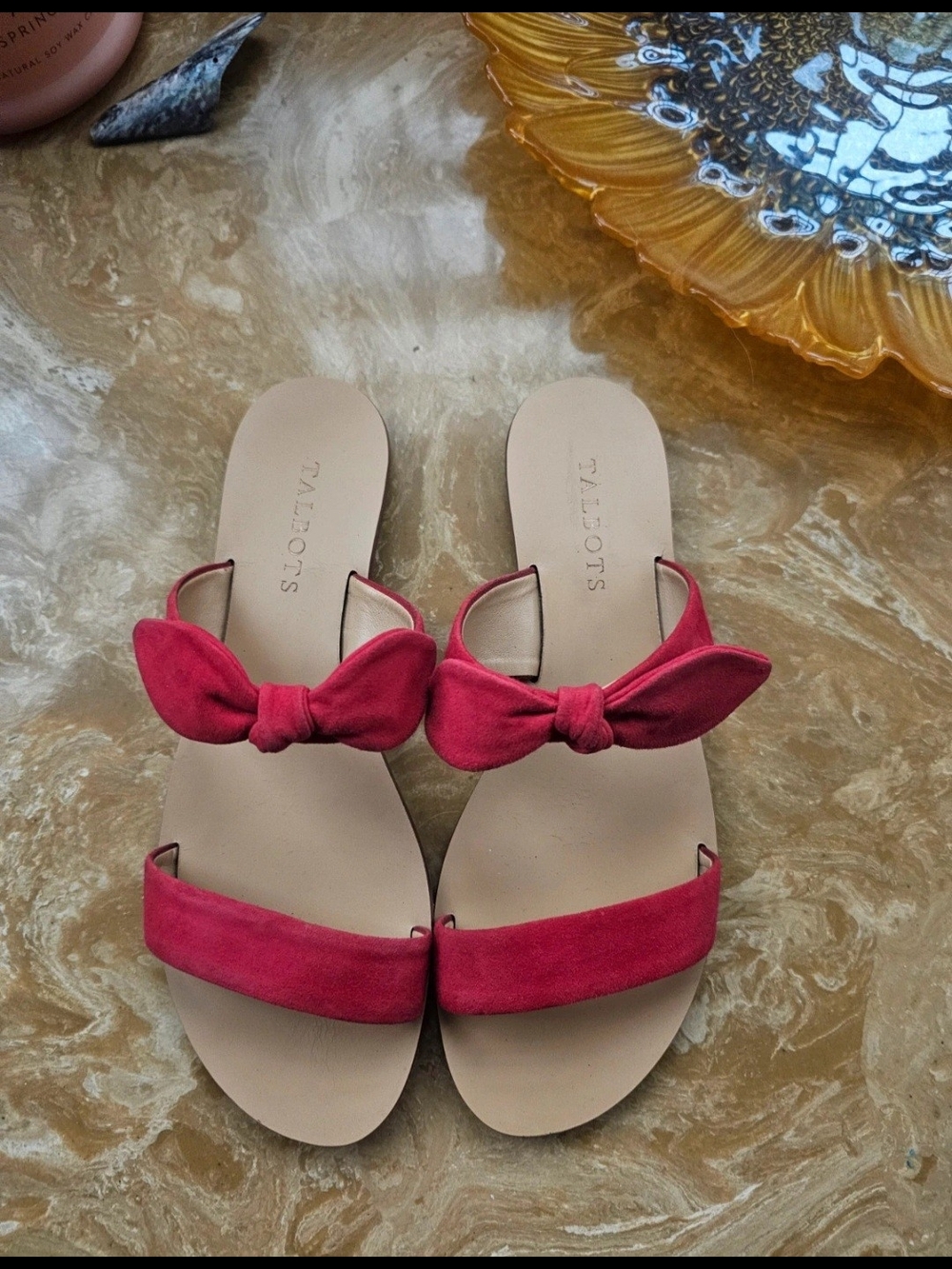 Talbots Red Bow Slide Sandals